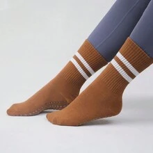 Pilates Socks Non-Slip Yoga Socks Solid Color Half-Toe Sports Socks - Orange - View 3