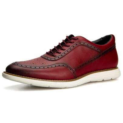 Men Oxford Dress Shoes Multicolor Brogues Wing Tips Lace Up Patchwork Two Tone Color Matching Punched Round Toe