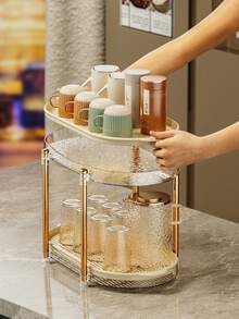 1pc Double-Layer Plastic Drain Pan Dish Rack