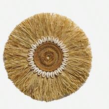 1pc Rattan Woven Wall Hanging With Shell Decor, Size: 30cm