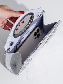 Túi xách Vincy Glitter Túi ly hợp màu bạc lấp lánh có dây đeo cho phụ nữ, Ví đính kim cương giả, Hoàn hảo cho bữa tiệc, đám cưới, vũ hội, bữa tối/tiệc, kết hợp với váy cưới, váy trang trọng, váy dạ hội, váy sinh nhật - Bạc - Xem 5