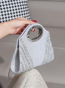 Túi xách Vincy Glitter Túi ly hợp màu bạc lấp lánh có dây đeo cho phụ nữ, Ví đính kim cương giả, Hoàn hảo cho bữa tiệc, đám cưới, vũ hội, bữa tối/tiệc, kết hợp với váy cưới, váy trang trọng, váy dạ hội, váy sinh nhật - Bạc - Xem 3