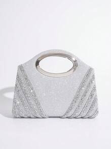 Túi xách Vincy Glitter Túi ly hợp màu bạc lấp lánh có dây đeo cho phụ nữ, Ví đính kim cương giả, Hoàn hảo cho bữa tiệc, đám cưới, vũ hội, bữa tối/tiệc, kết hợp với váy cưới, váy trang trọng, váy dạ hội, váy sinh nhật - Bạc - Xem 7