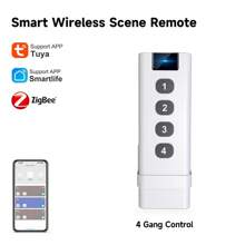 1Pc TUYA ZigBee Wireless Scene Switch 4 Gang Remote Portable No Limit To Control Devices Zigbee Hub Required - Black and White - View 1