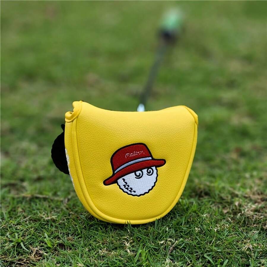 高爾夫球桿套 時尚漁夫風直角半圓形高爾夫推桿套 球道木桿套裝 球頭保護套裝 - 黃色 - 查看 1