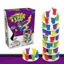 1 Caja Juego De Pinguinos Que Colapsa La Torre Para Fiestas, Educación Familiar, Reto De Construcción De Bloques Para Niños - Morado - Ver 1