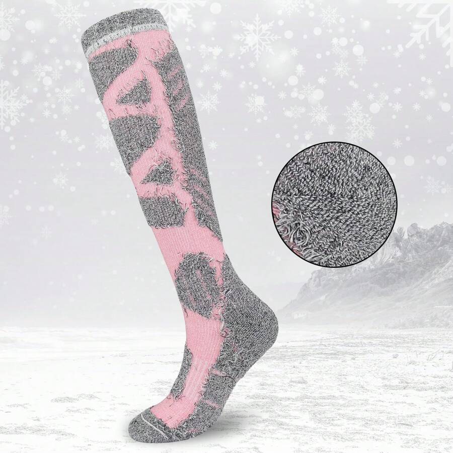 Womens Ski Socks KneeHigh Thermal Socks Winter Thick Warm Long Tube
