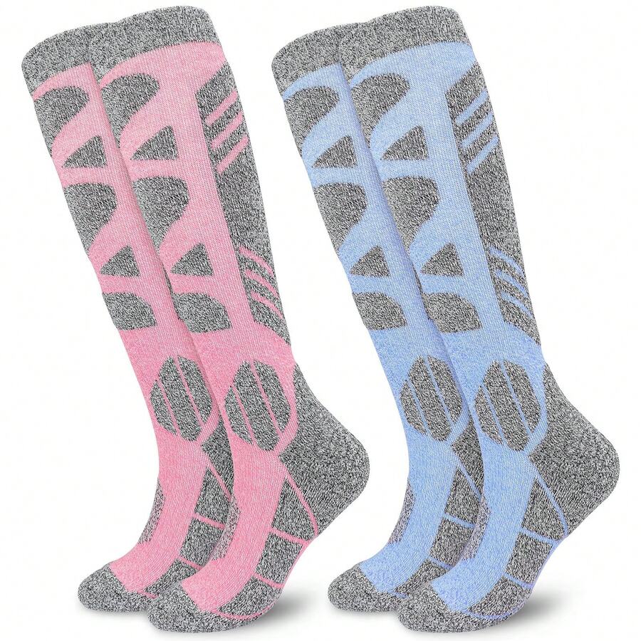 Womens Ski Socks KneeHigh Thermal Socks Winter Thick Warm Long Tube