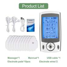Direct Electronic Pulse Massager 10 Modes 20 Intensities TENS Unit Digital Rechargeable LCD Display Full Body Massage Muscle Stimulator With 10pcs Electrode Pads