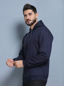 Men Zip-Up Hoodies - Navy Blue - View 6