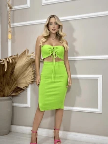 Women Dresses - Màu xanh chanh - Xem 1