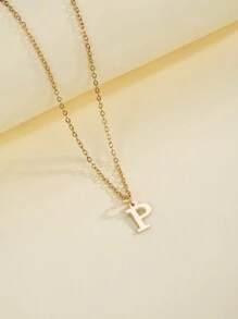 1pc Simplicity And Fashion Women's Alloy 26 English Initial Pendant Necklace - Yellow Gold - View 7