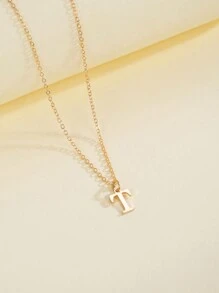 1pc Simplicity And Fashion Women's Alloy 26 English Initial Pendant Necklace - Yellow Gold - View 5