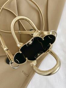 Children's Bag New High Glossy Stone Pattern Mini Crossbody Bag Girl Princess Handbag - Gold - View 5