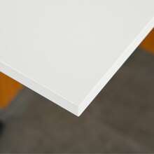 HOMCOM Folding Dining Table Writing Desk Workstation W/ Casters Teak Colour, White - White - View 10