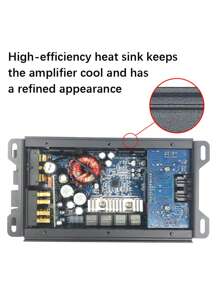 1 件 Bemines F-80.4 黑色立体声 Hi-Fi 设计铝合金外壳低音炮和扬声器 D 级 4 通道 5200W 高功率汽车功放适用于所有车辆 - 黑色 - 查看 5