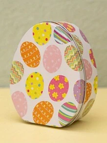 1pc Easter Tinplate Biscuit Candy Jar Festival Decoration - Multicolor - View 1