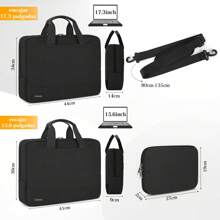Maletin para laptop 14 17.3 pulgadas hombre y mujer Portafolio para laptop mujer Funda para laptop Funda para portátil Impermeable Tela Oxford - Negro - Ver 8