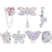 bamoer 1 PC Dragonfly/Butterfly/Flower/Bird Charm 925 Sterling Silver Charm Beads Fit Bracelet DIY Jewelry Accessories For Women Girls Valentines - Silver - View 11