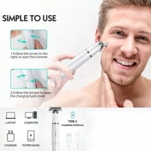 1入組男女電動身體毛髮刮刀,臉部毛髮刮刀,比基尼修剪器女性-濕/幹身體剃刀造型器,可更換刀頭,可充電usb,防水剃刀,白色 - 白色 - 查看 9