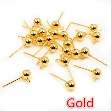40pcs 3/4/5mm Diameter Ball Stud Earrings Basic Pins With Connector Loop For DIY Jewelry Making Accessories Supplies