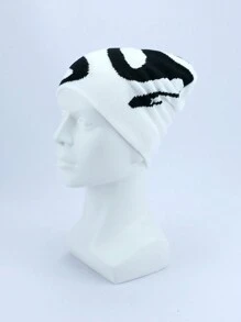 1 chiếc mũ len dệt kim Jacquard chống gió và giữ nhiệt bất đối xứng Unisex, thời trang dạo phố, một cỡ, mùa thu và đông - Nhiều màu - Xem 6