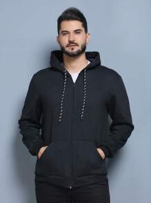 Men Zip-Up Hoodies - 黑色 - 查看 4
