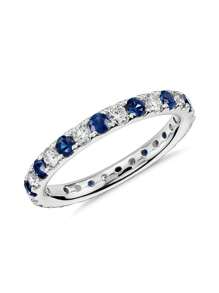 1枚优雅蓝色立方氧化锆戒指，女士婚礼订婚派对珠宝，情人节礼物 - 1# - 查看 17