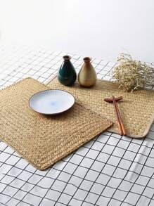 1入組草編極簡風格編織桌墊適用於家庭 - 黃色 - 查看 1