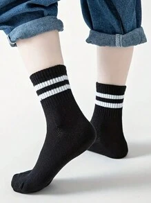 20 Pairs Kids/Children Double Bar Sports Socks, Soccer Mid-Calf Socks For Students - Black - View 2