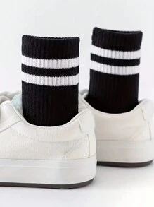 20 Pairs Kids/Children Double Bar Sports Socks, Soccer Mid-Calf Socks For Students - Black - View 3