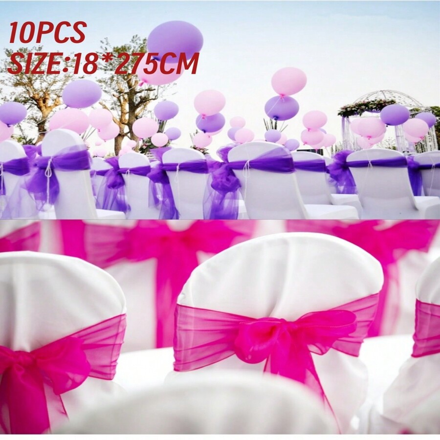 10 piezas Cinta para silla de organza azul marino, decoración de boda y