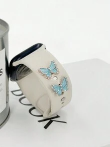 1 Bộ/2 Chiếc Dây đeo đồng hồ thông minh đính đá bướm màu xanh lam Phụ kiện đinh tán Dây đeo đồng hồ tương thích với Apple Watch 38/40/41/42/44/45/49mm Ultra/SE/9/8/7/6/5/4/3/2/1 - Nhiều màu - Xem 9