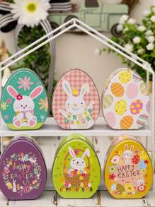 1pc Easter Tinplate Biscuit Candy Jar Festival Decoration - Multicolor - View 7