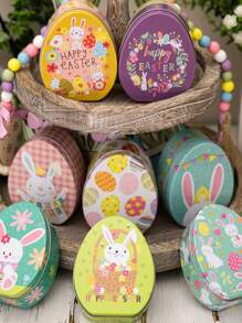 1pc Easter Tinplate Biscuit Candy Jar Festival Decoration - Multicolor - View 8