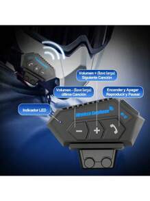 Wireless Bluetooth Headphones For Motorcycle Helmet - Black - View 2