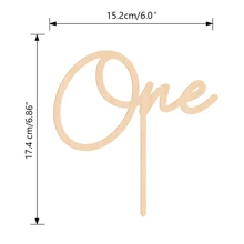 6 英寸木制“1”生日蛋糕装饰，4 毫米厚，1 岁生日派对蛋糕装饰 - 木質 (款式A) - 查看 2