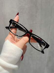 1pc Unisex Simple PC Frame Fashionable Business Style Anti-Eye Fatigue Glasses, Transparent Lens Non-Prescription Glasses Accessories