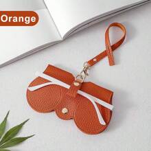 1pc Litchi Embossed Glasses Cover Cute Hanging PU Leather Sunglasses Reading Glasses Storage Bag Portable Travel Eyewear Holder,Minimalist Eyeglass Pouch For Women Glasses Accessories For Women