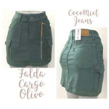 Bonita Cargo Skirt With Denim Pockets - 軍綠色 - 查看 2