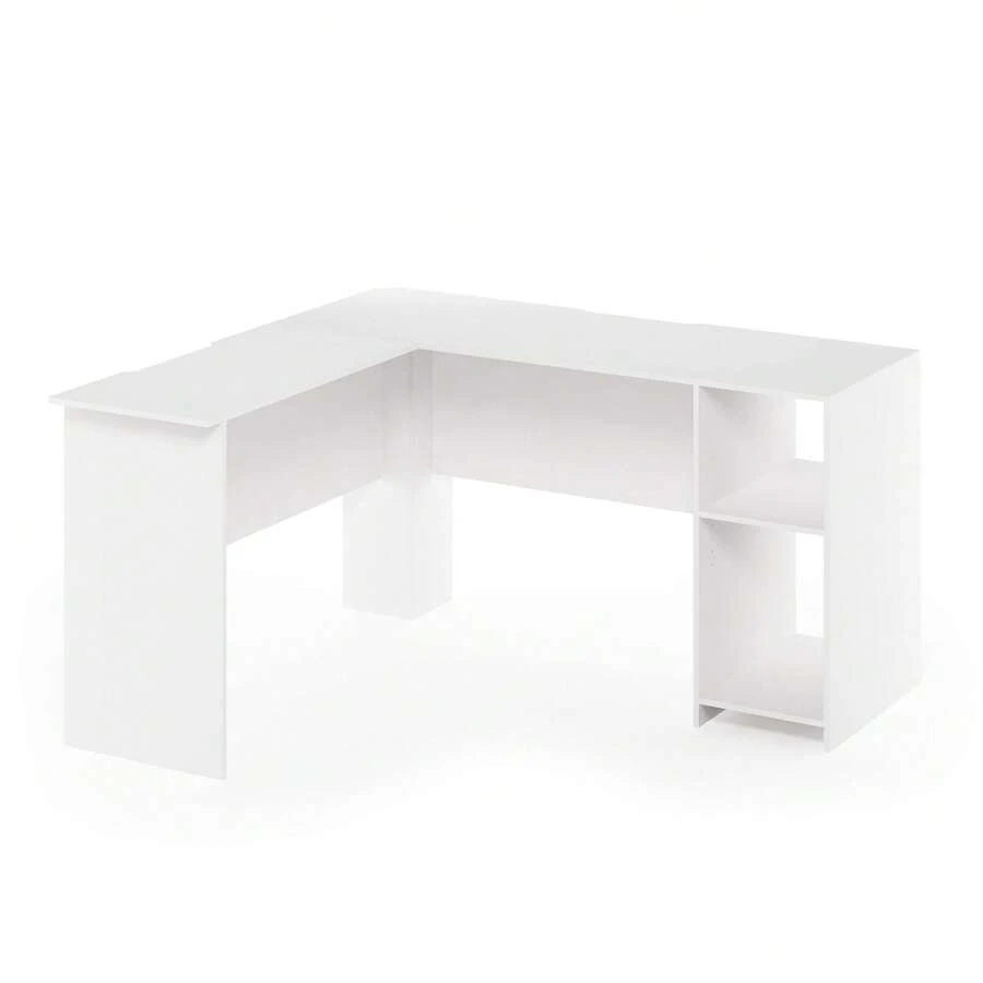 Furinno Indo LShaped Desk With Bookshelves, White SHEIN USA