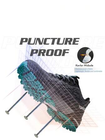 Breathable Plus Size Men's Work Shoes With Wide Toe Cap, Kevlar Midsole, Steel Toe Cap And Puncture Proof For Construction Site Female