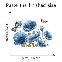 1pc Blue Watercolor Flower & Butterfly Toilet Sticker, Stickers, Wall Decal, Vinly Decal For Home Decorations, Spring Decoration Items Refresh Your Home, Festival Decoration Stickers Gifts Birthday Graduation
