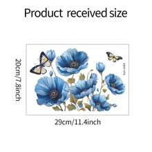 1pc Blue Watercolor Flower & Butterfly Toilet Sticker, Stickers, Wall Decal, Vinly Decal For Home Decorations, Spring Decoration Items Refresh Your Home, Festival Decoration Stickers Gifts Birthday Graduation