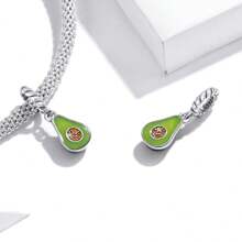 WOSTU 1 Pieza Colgante De Cuentas De Amuleto De Frutas Coloridas De Plata De Ley 925 Con Series De Piña, Aguacate, Fresa Linda, Manzana Roja Y Cereza Dulce Para Mujeres Hacer Pulseras Y Collares De Joyería Alta