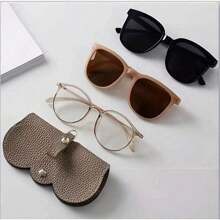 1pc Litchi Embossed Glasses Cover Cute Hanging PU Leather Sunglasses Reading Glasses Storage Bag Portable Travel Eyewear Holder,Minimalist Eyeglass Pouch For Women Glasses Accessories For Women