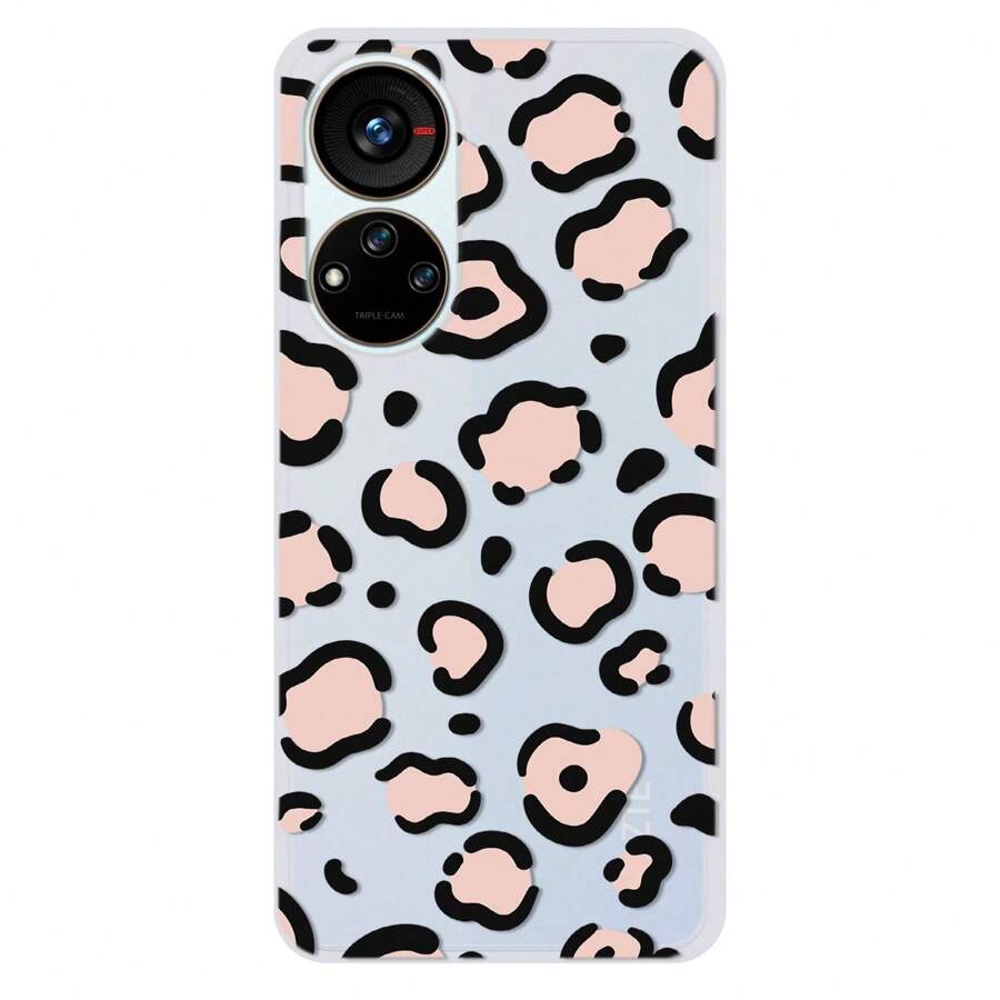 Funda Compatible con Zte Leopardo Rosa, Protector para Zte Animal Print uso rudo, Case para Zte Manchas Leopardo, Carcasa para Zte Para Mujer, a Prueba De Golpes TPU. - Transparente - Ver 1
