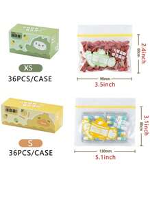 36pcs/set PE Kitchen Storage Bag, Chinese Character & Vegetable Pattern Clear Mini Food Storage Bag For Kitchen