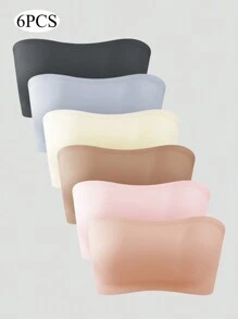 6pcs Women Strapless Seamless Anti-Slip Push-Up Bra