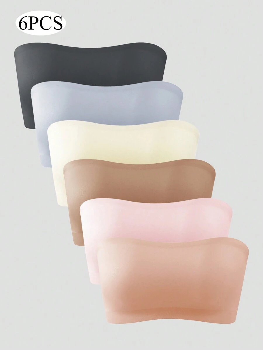 6pcs Women Strapless Seamless Anti-Slip Push-Up Bra